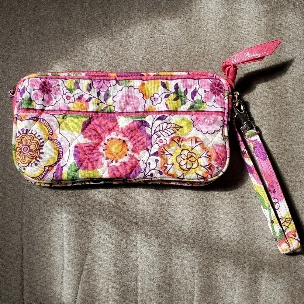 Vera Bradley Pink Clementine Multicolor Floral Zip Wallet Wristlet Purse